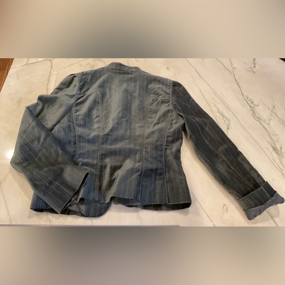 Ann Taylor Loft Velvet Gray/silver shimmer jacket Sz 12 - Picture 5 of 16